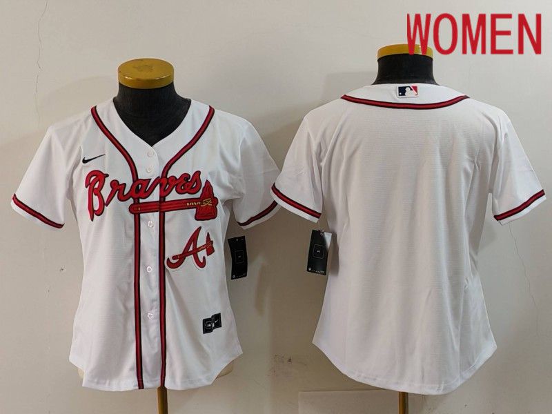 Women Atlanta Braves Blank White Game 2024 Nike MLB Jersey style 1->women mlb jersey->Women Jersey